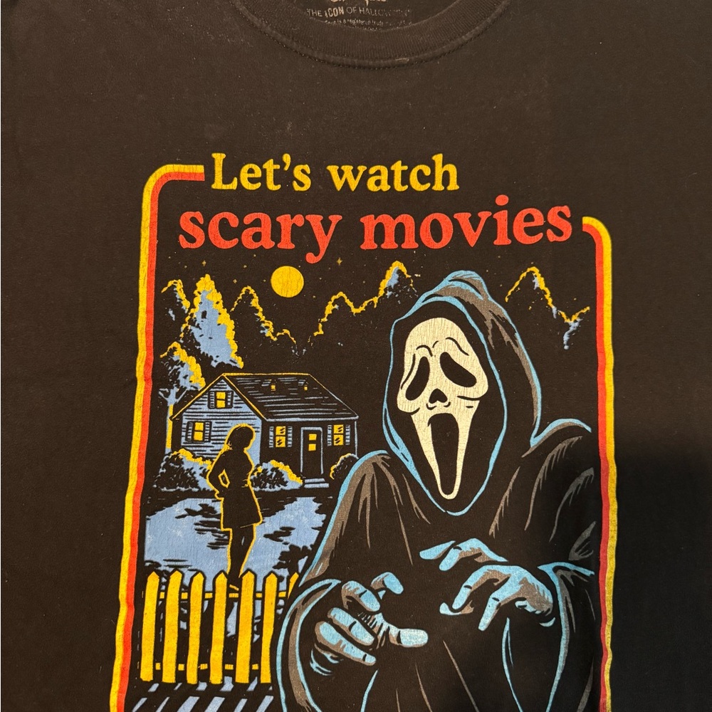 Black Graphic Tee - Let's Watch Scary Movies